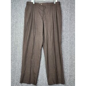 Tailor's Bench Dress Pants Men 36x31 Brown World Class Traveler Pleated USA Made